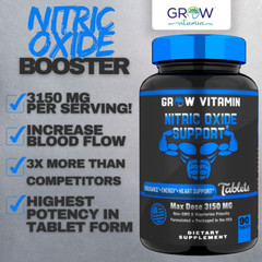 L Arginine Male Enhancing Supplement from Nitric Oxide, Max Dose 3150mg- 90 Caps