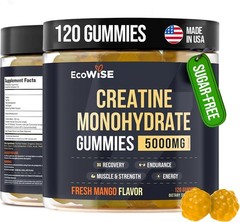 Creatine Monohydrate Gummies 5000mg – Sugar-Free, Vegan, Mango Flavor, 120 Chews