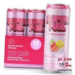 SUPER FUEL Healthy Energy Drink -: 11.5 Fl Oz (Pack of 12) Strawberry Lemonade