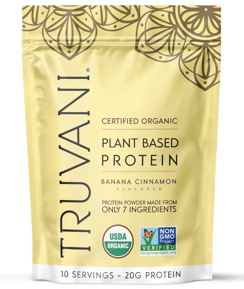 Truvani Plant-Based Protein Powder Vegan Non-GMO Banana Cinnamon 10 Serv