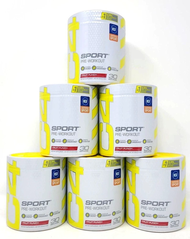 (6) Cellucor C4 Sport PRE-WORKOUT «FRUIT PUNCH» 30 Servings Best by 04/2026