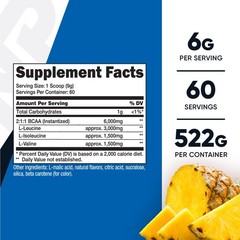 Nutricost BCAA 2:1:1 Powder (Pineapple) 60 Servings – 6G Per Serving
