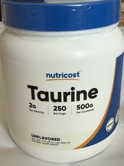 Nutricost Taurine Powder 500 Grams. ~250 Servings, 2000mg Per Serving. EXP 02/29
