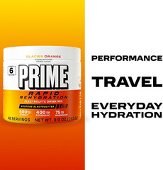 Prime Rapid Rehydration Electrolyte Powder, Glacier Orange, Sugar Free Hydration