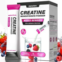 AlphHerb Creatine Monohydrate Powder Creapure GermanSourced 30 Stick Pack 5000mg