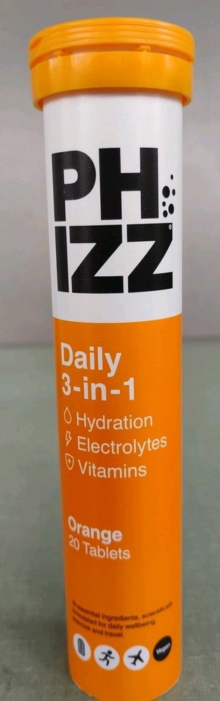 Phizz Electrolyte Multivitamin Rehydration Tablets Orange 20 Tabs Exp 04/2027
