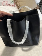 Overbrooke Lg Vegan Leather Tote – Womens Slouchy Shoulder Bag w Open Top Black