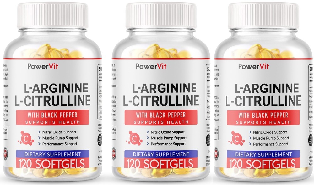 L-Arginine L-Citrulline Complex 3000mg, 360 Softgels – Non-GMO