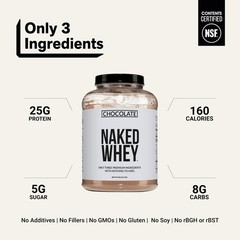 NAKED Whey Protein Supplement Powder, Chocolate, NSF 5 Pound (Pack of 1)