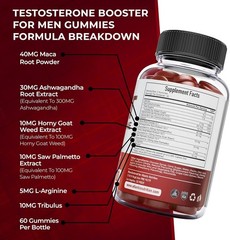 Atlantis Nutrition Testosterone Booster For Men Gummies 60 Count (Pack of 1)