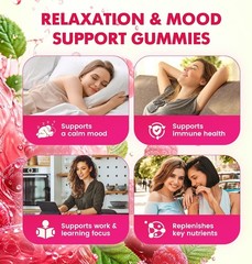 Saajoor 5-HTP 300mg Gummies with GABA+L-Theanine & Vitamin D3, Circadian Support