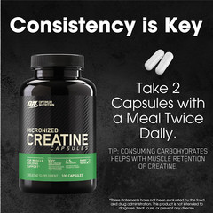 Micronized Creatine Monohydrate Capsules, 2500mg, Keto-Friendly, 100 Capsules