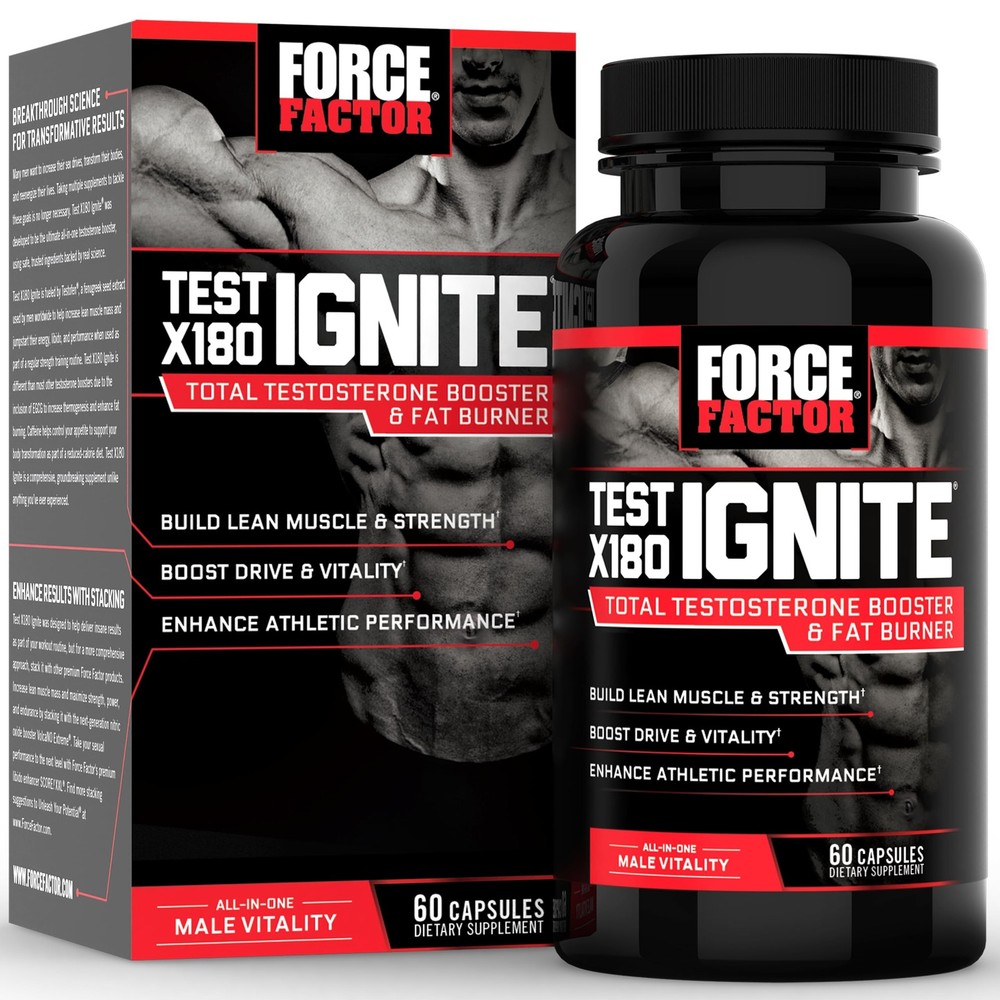 Force Factor Test X180 Ignite Total Testosterone Booster for Men with Fenugre…