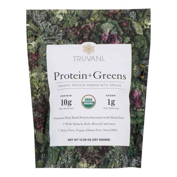 Truvani Plant Based Protein Plus Greens Organic Protein Powder soyy Free 12.59oz
