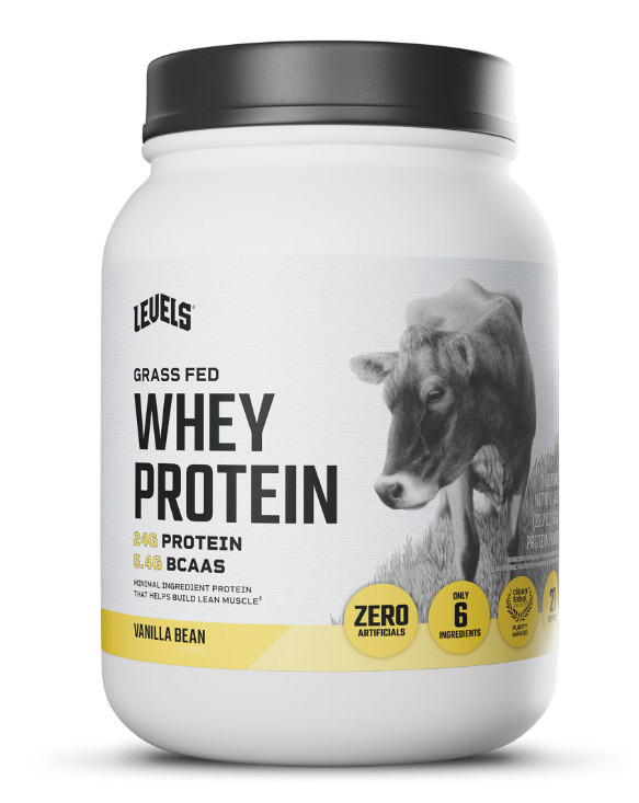 Levels Grass Fed Whey Protein Vanilla Bean 1.48lb 24g Protein