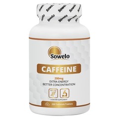 Caffeine 200mg Tablets – Energy, Focus, Concentration & Mental Clarity – Sowelo