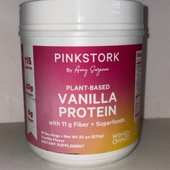 Pink Stork Plant Based Vanilla Protein 15 Servs 20oz Exp4/28 Fiber, Superfoods