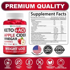 Keto ACV Gummies Advanced Weight Loss – Sugar Free 60 Gummies, Green Apple