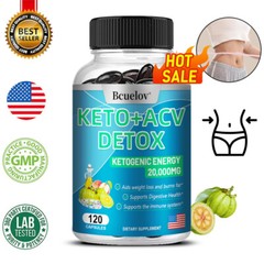 Keto + ACV Detox Capsules 20,000mg Apple Cider Vinegar Weight Loss Fat Burn