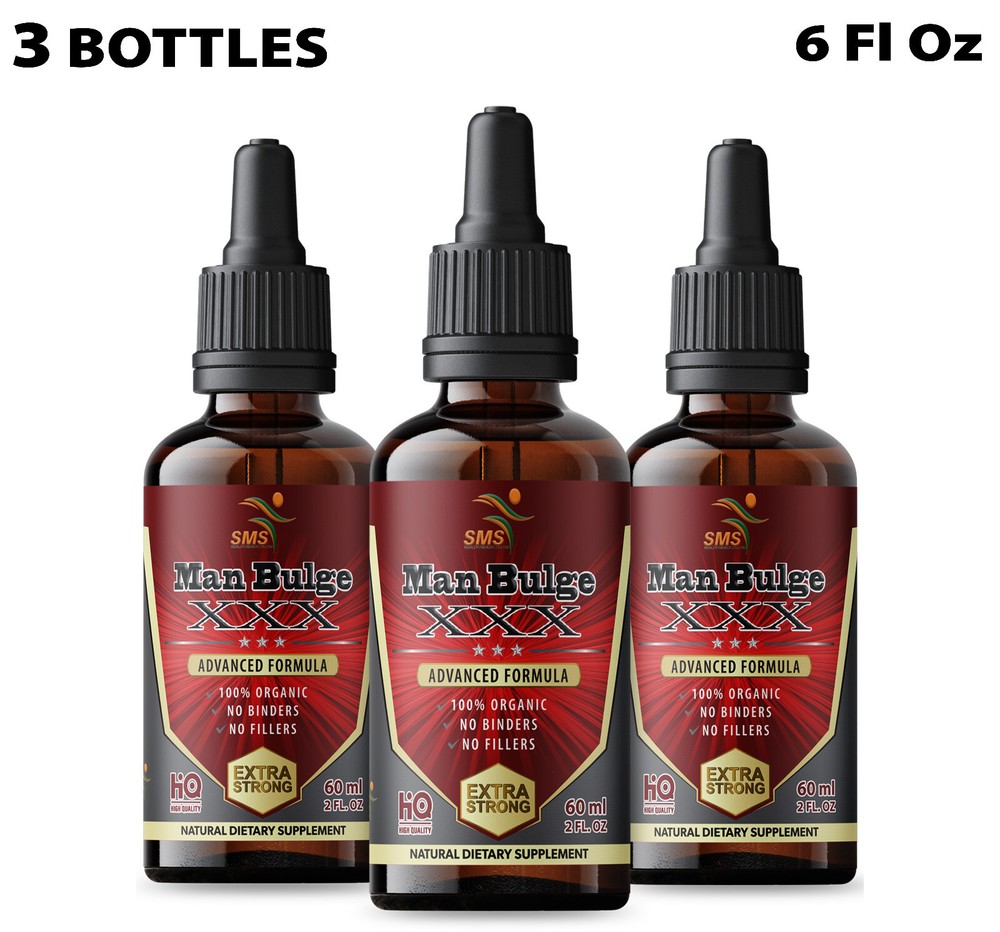 Man Bulge Mens Libidio Boost Performance Tincture Herbal Drops 3 Pack 6 Fl Oz