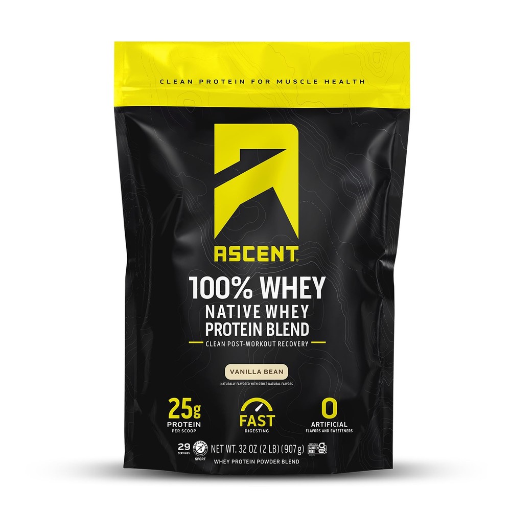 Whey Protein Powder 100% Isolate Vanilla Bean 2 lb with 5.5g BCAA 2.6g Leucine