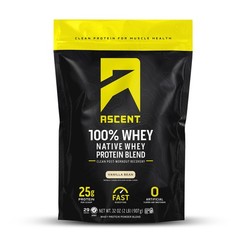Whey Protein Powder 100% Isolate Vanilla Bean 2 lb with 5.5g BCAA 2.6g Leucine