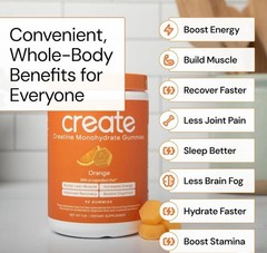 Create Creatine Monohydrate Gummies Orange & Watermelon – 2 Month supply (180)