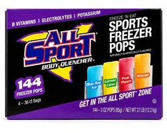 All Sport Freeze Pops 144 Ct 3oz Variety Electrolyte Freezer Pops Bulk