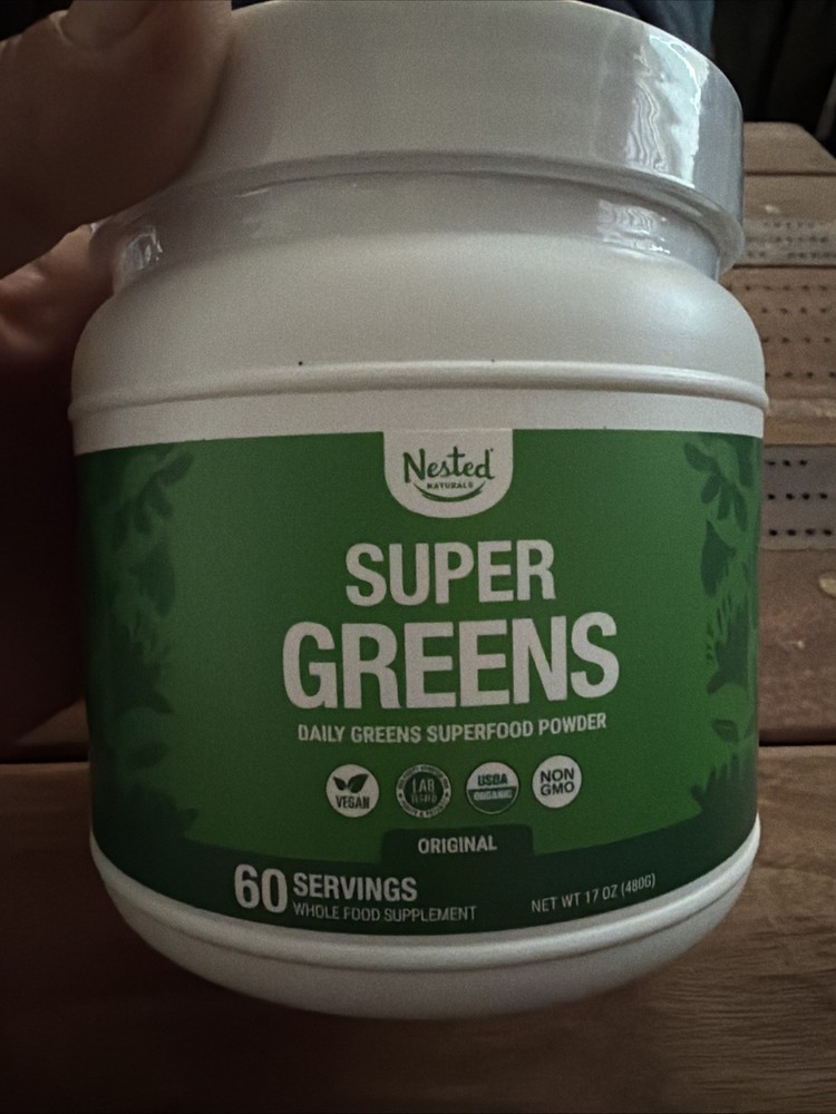 Nested Naturals Super Greens Daily Superfood Powder 60 Servings Exp 9/27