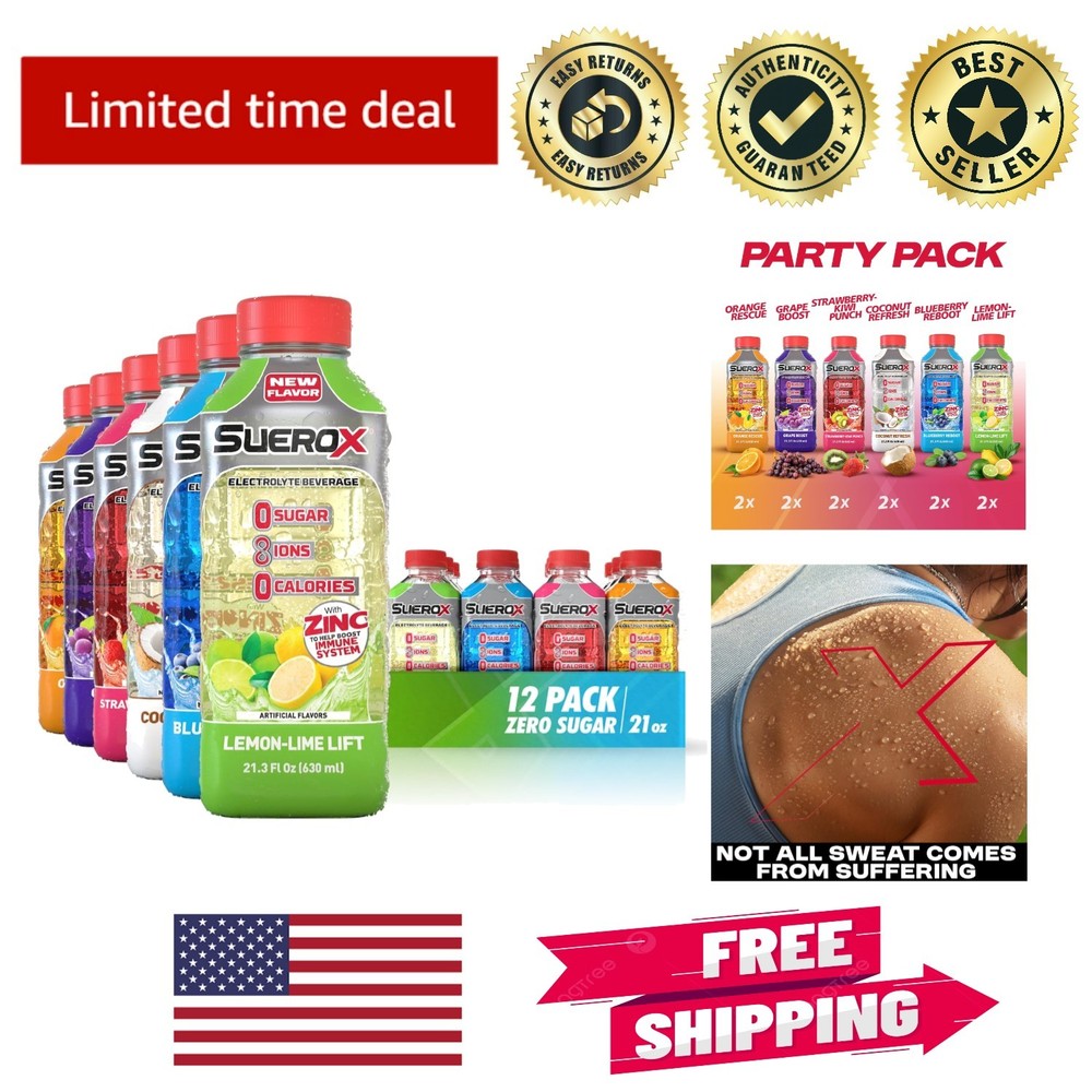 Unique Electrolyte Blend – Zero Sugar Sports Hydration Drink, 12 x 21.3 Fl oz