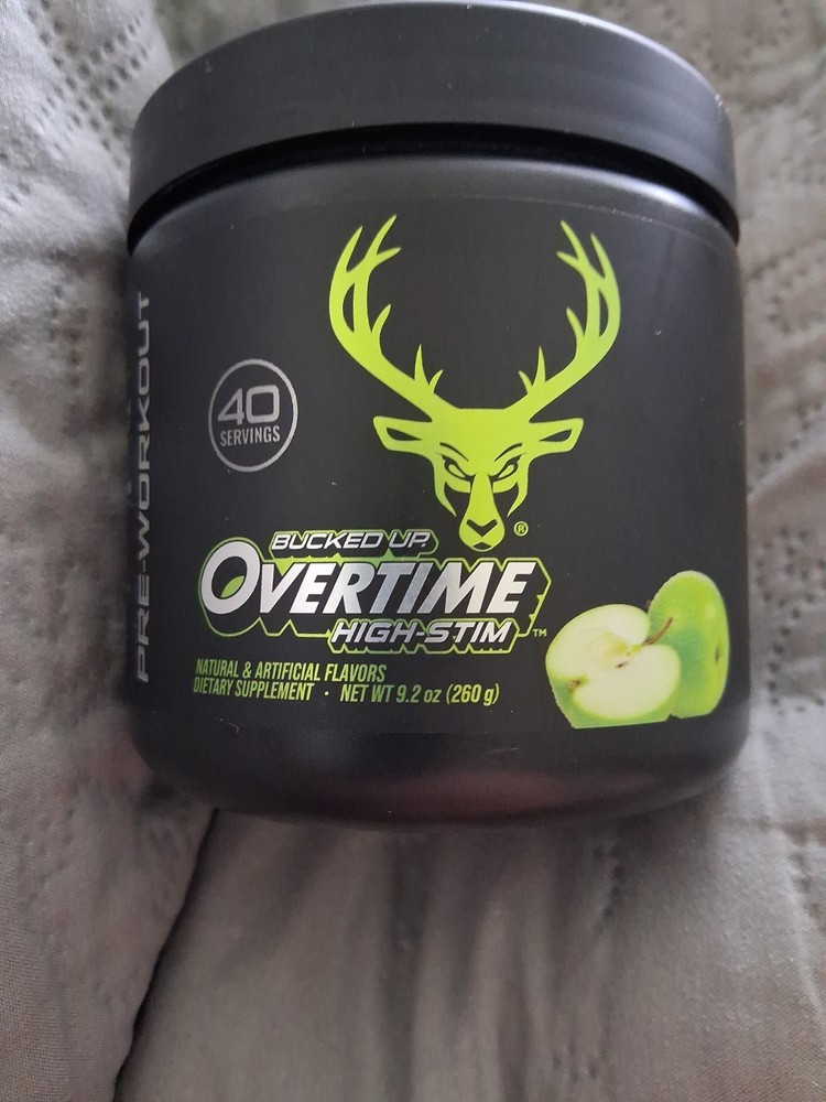 BUCKED UP OVERTIME CRISP APPLE PRE-WORKOUT 25 SER. NEW Exp. 02/2027
