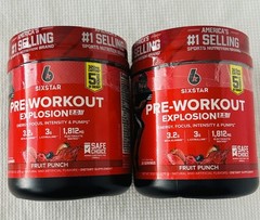 Six Star Pre-Workout Explosion 2.0 -Fruit Punch- 2 Ct (9.52 Oz Each) – EXP 06/27