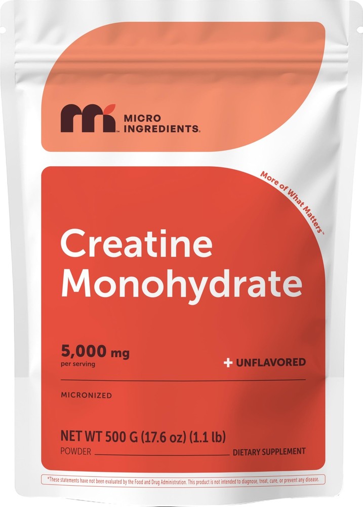Creatine Monohydrate 500 Grams (1.1 Lb), 5000mg Per Serving, Micronized Creat…