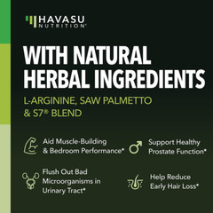 L Arginine Saw Palmetto for Men S7 Plant-Based Ingredient Blend for Nitric, 60ct