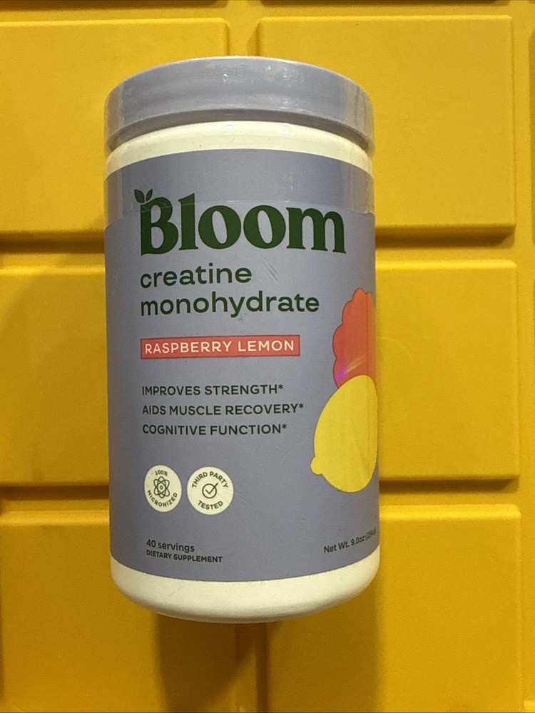 Bloom Nutrition Creatine Monohydrate Powder Raspberry Lemon 40 Servings