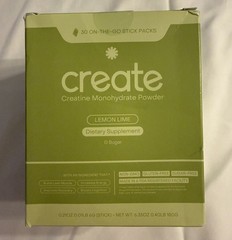 Create Creatine Monohydrate Powder Lemon Lime Dietary Supplement 30 sticks – New