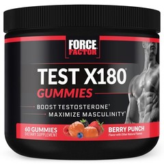 Force Factor Test X180 Gummies Testosterone 60 Count (Pack of 1), Black