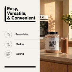 NAKED Whey Chocolate Protein Powder – Grass Fed Whey Protein – 24 Servings