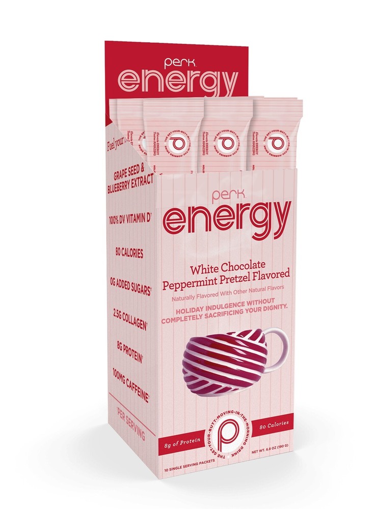 Perk Energy Drink Mix (White Chocolate Peppermint Pretzel) 10 Stick Packs