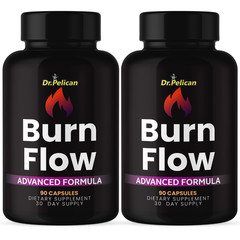 Burn Flow- Bodybuilding & Men’s Health Support- 2 Bottles- 180 Capsules