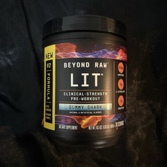 BEYOND RAW LIT V2 Pre-Workout Powder – Gummy Shark Flavor, 30 Servings (16.5 oz)