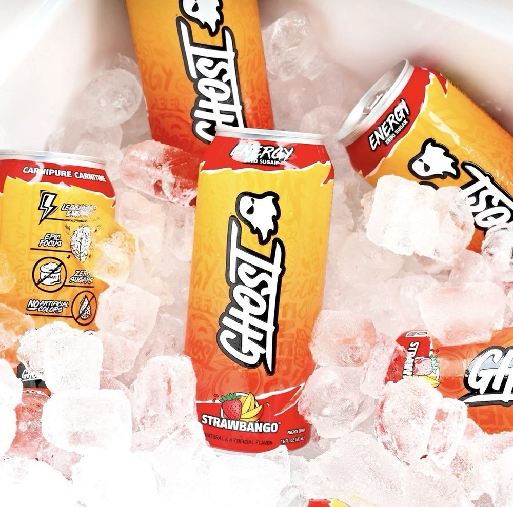 Ghost Energy Drink 🍹 Strawbango ZERO SUGAR! 4 Cans