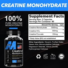 Creatine Monohydrate – 120 Capsules – Supports Muscle Growth – Pure Creatine