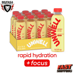 Unwell Hydration Electrolyte Drink for Rapid Hydration, Mango Citrus, 12 pack