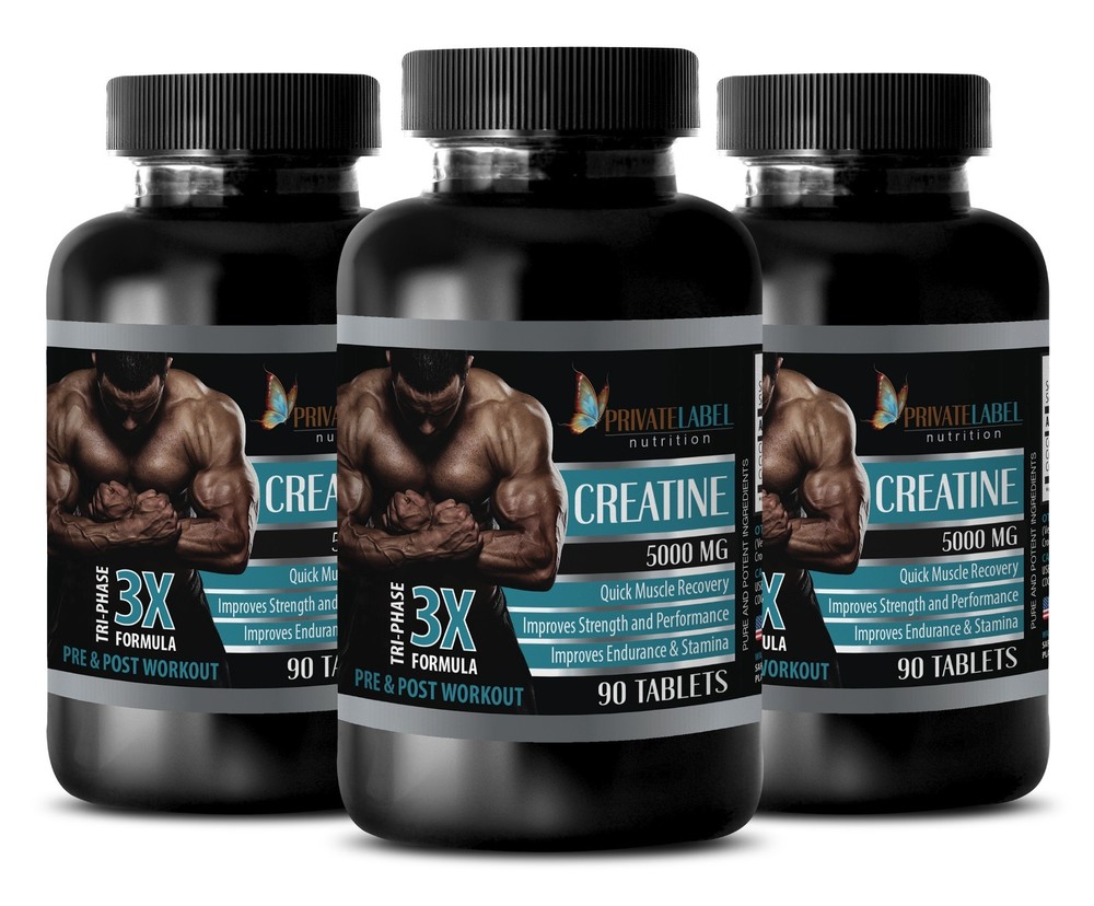 Creatine Powder 3X 5000mg Monohydrate – Bodybuilding Supplements 3 Bot 270 Pills