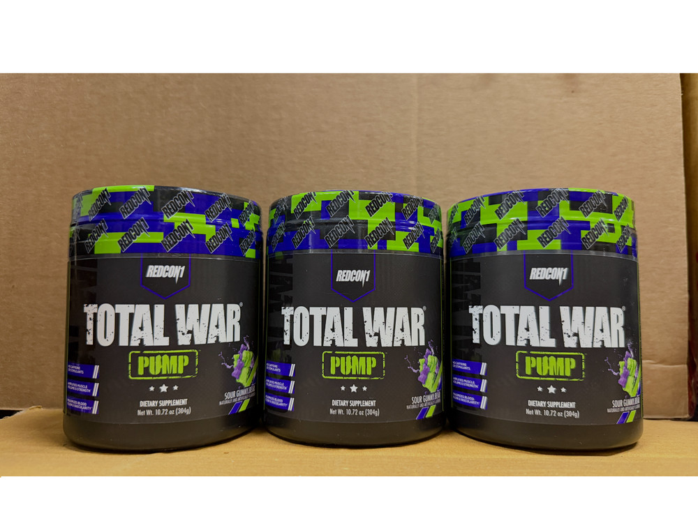 3 Pack REDCON1 TOTAL WAR PUMP Sour Gummy Stim Free PreWorkout 30 Srv 2027 EXP
