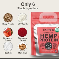Cantein Organic Plant Based Protein Powder – 100% Hemp Protein Vegan Shake Mix –