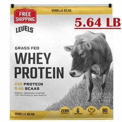 Levels Whey Protein, Vanilla Bean, Grass Fed Whey Protein 5.64 lbs, 80 Servings