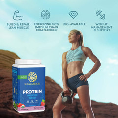 Sunwarrior Warrior Blend Organic Vegan Plant Protein Powder with BCAAs, 1.65 lbs