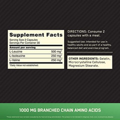 Optimum Nutrition BCAA 1000, 1,000 mg, 60 Capsules (500 mg per Capsule)